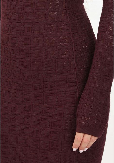Short burgundy women's dress in mesh stitch viscose with logo ELISABETTA FRANCHI | AM04B46E2CG3